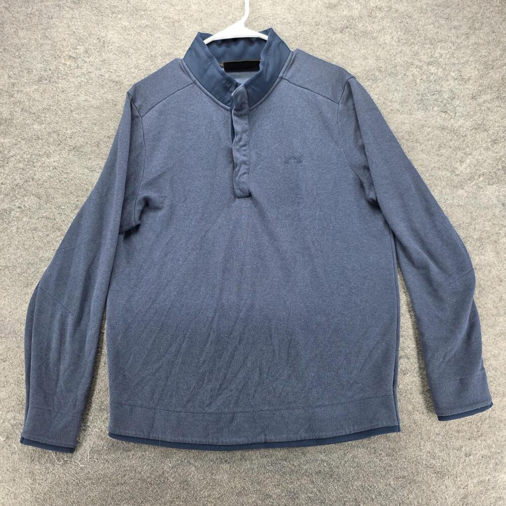 Under Armour Pullover Mens L Blue Long Sleeve ColdGear Golf Thermal Mock Neck